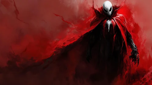 Mysterious Red Cloaked Figure