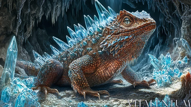 AI ART Lizard with Crystal Spines