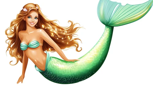 Whimsical Mermaid with Flowing Hair