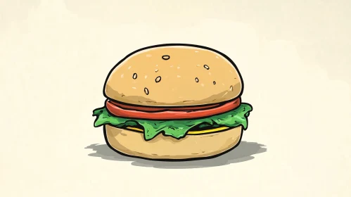 Whimsical Hamburger Drawing