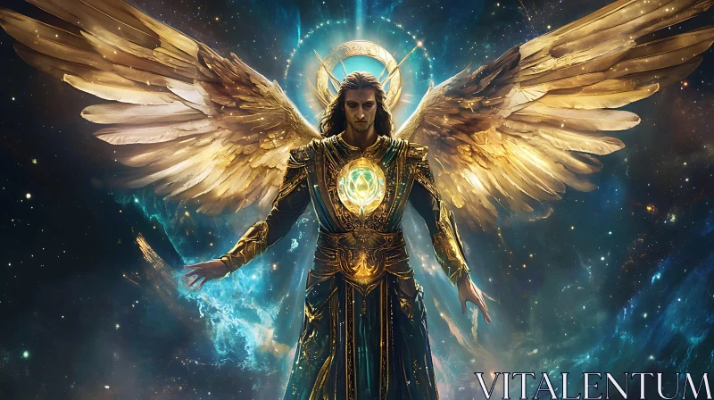 AI ART Winged Angel in Cosmic Radiance