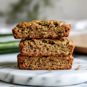 Stack of Delicious Zucchini Bread Slices on Marble