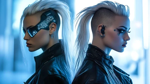 Cyberpunk Fashion and Technology in Futuristic Setting