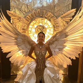 Golden Angel Woman with Wings