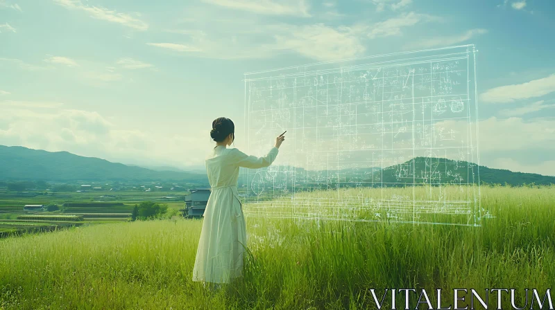 AI ART Woman Designing in Field