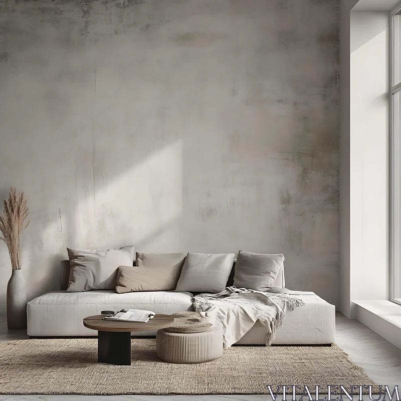 Serene Neutral Tones Living Space AI Image