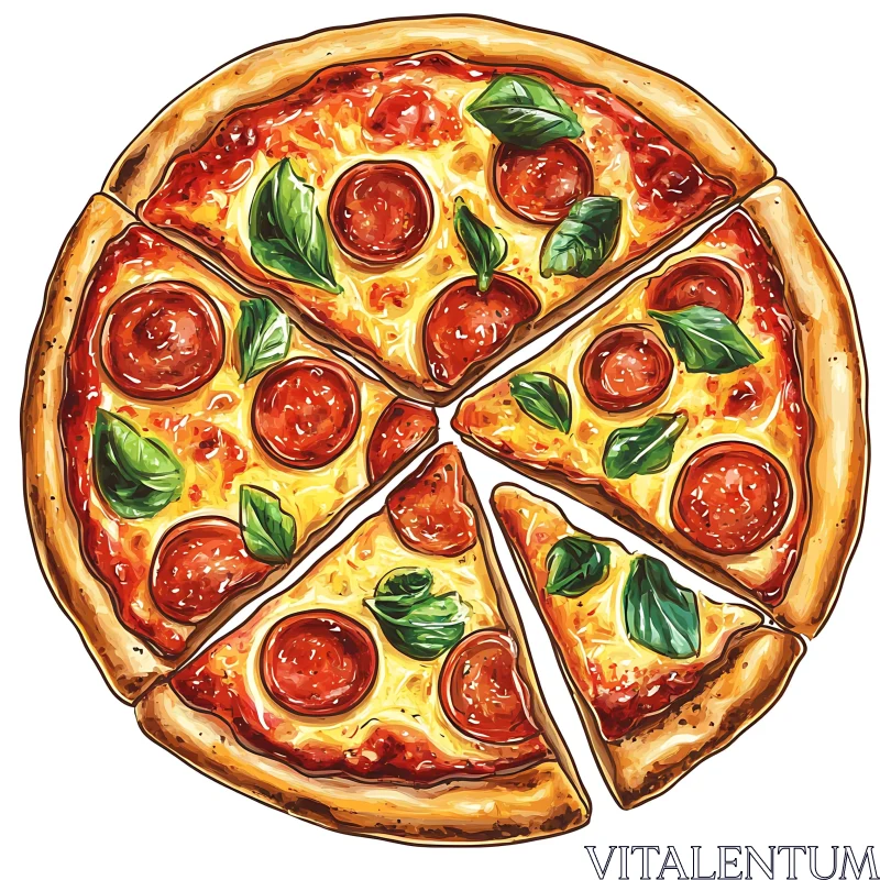 Pepperoni Pizza Art AI Image