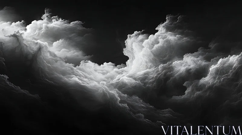 Monochrome Cloudscape Art AI Image