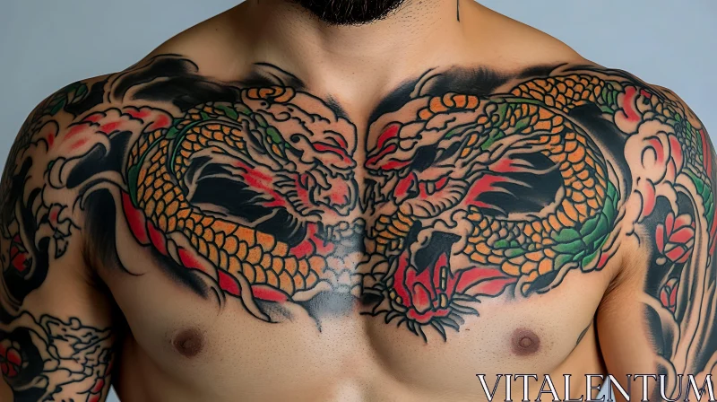 Dragon Tattoo Artwork on Chest AI Image