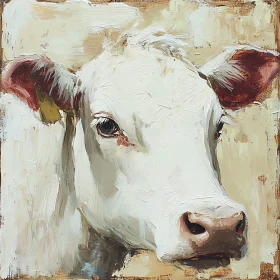 White Cow Head Study in Oil