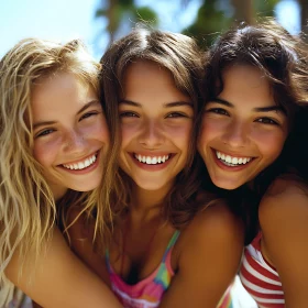 Three Friends Smiling Portrait