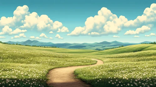 Scenic Route Through Flower Field