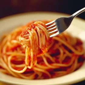 Classic Spaghetti Dish with Fork