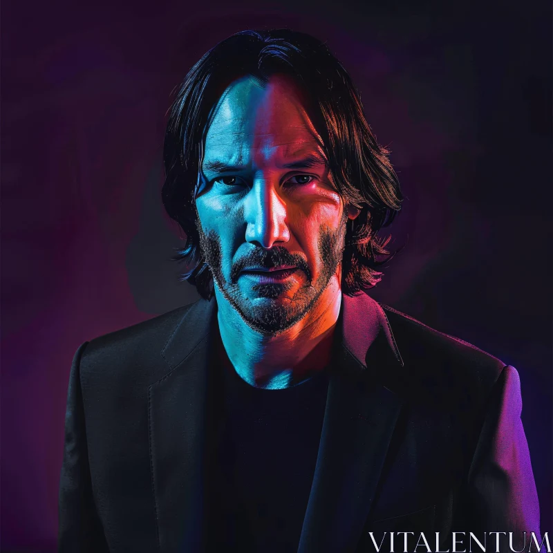 Moody Lighting Portrait of Keanu Reeves AI Image