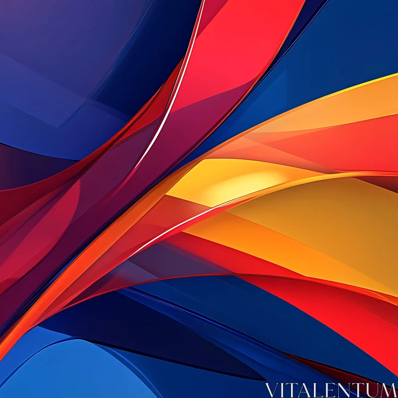 Flowing Abstract Shapes in Red and Blue AI Image