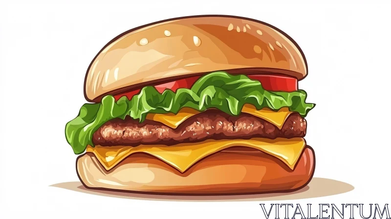 Artistic Cheeseburger Drawing AI Image