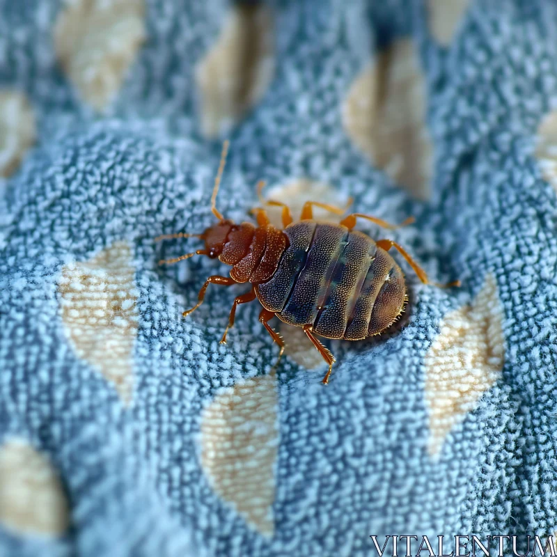 Detailed View of Bedbug on Textured Material AI Image