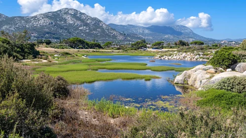 Natural Wonderland with Lake and Mountains