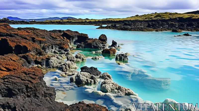 Blue Lagoon of Iceland: A Nostalgic and Serene Nature Scene AI Image