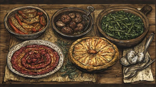 Still Life with Rustic Dishes