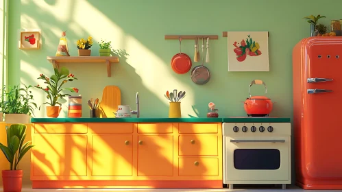 Vintage Style Kitchen with Bright Colors