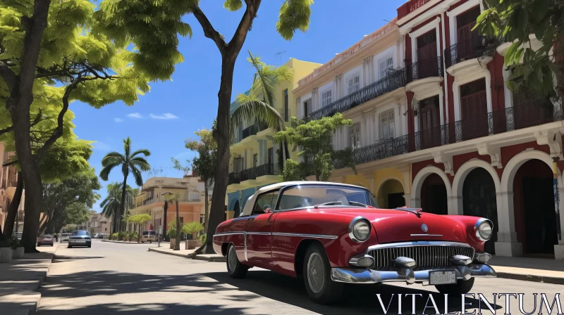 Captivating Street Scene: Classic Car Driving in Havana AI Image