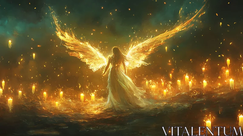 AI ART Guardian Angel with Fiery Wings