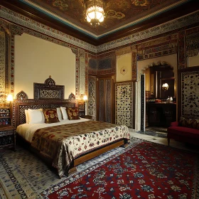 Vintage Opulent Bedroom with Detailed Carvings