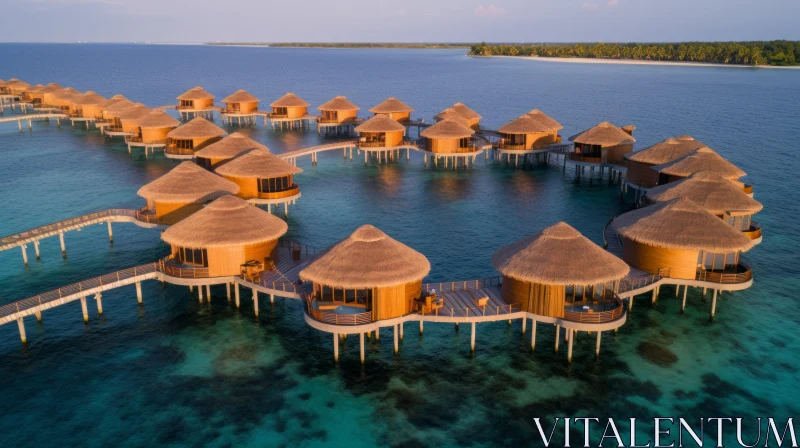 Floating Huts in the Maldives: A Serene Retreat on the Water AI Image