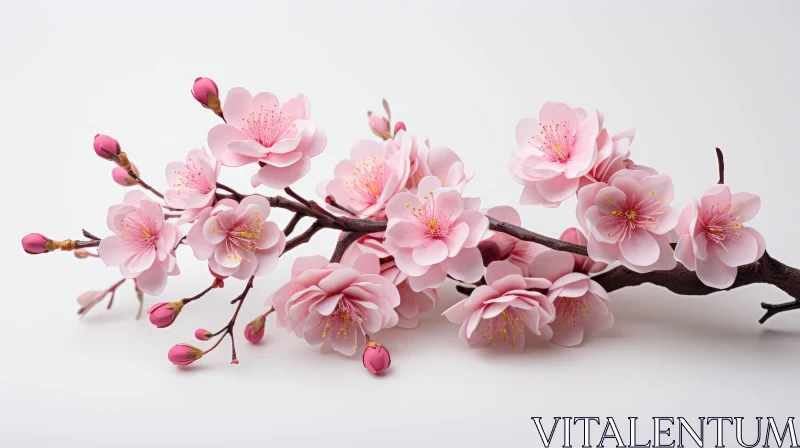 Pink Cherry Blossoms against White - A Floral Still-life AI Image