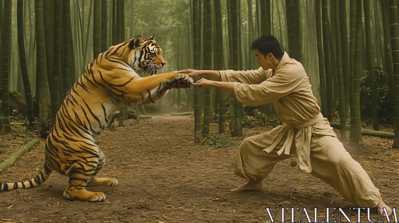 Martial Arts Master Confronts Tiger AI Image