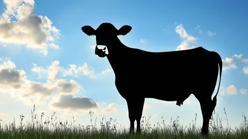 Black Cow in Field
