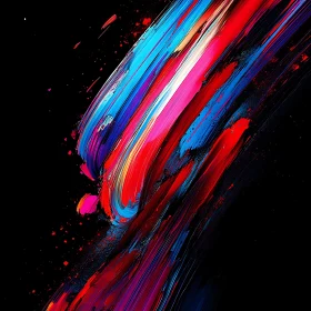 Colorful Paint Streaks on Black Background