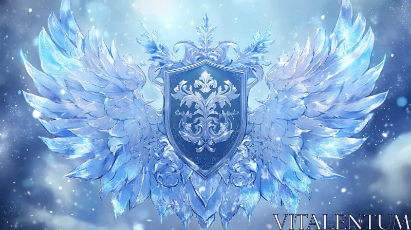 AI ART Frozen Wings Heraldic Shield