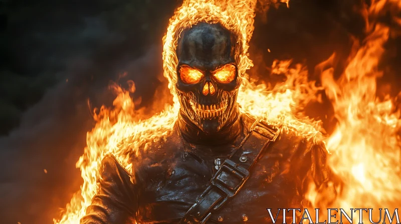 AI ART Burning Skull Character in Flames