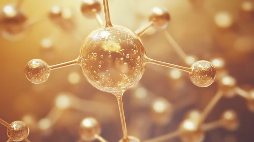 Interconnected Spheres Golden Molecule