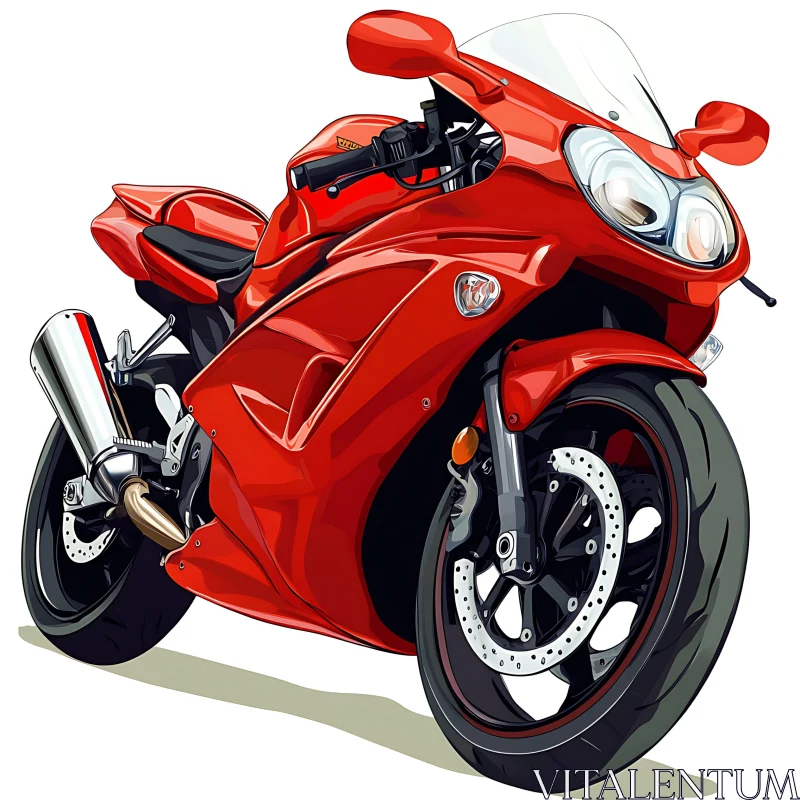 Sportbike Illustration: A Crimson Ride AI Image