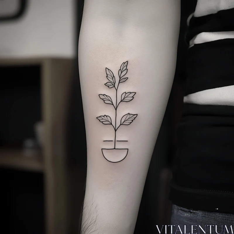 Elegant Forearm Plant Tattoo AI Image