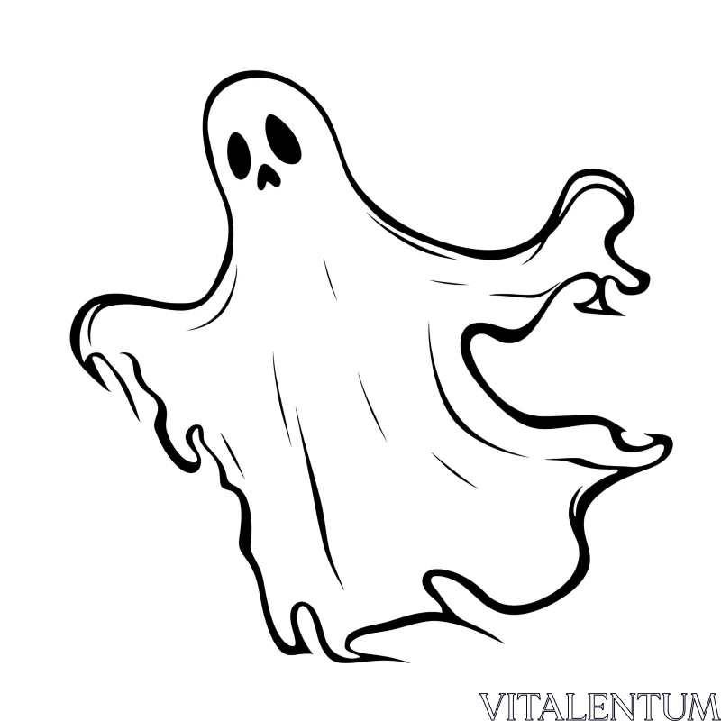 AI ART Simple Ghost Outline for Spooky Designs