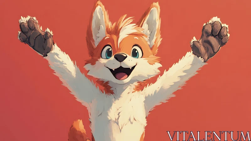 Cartoon Fox with Open Arms AI Image