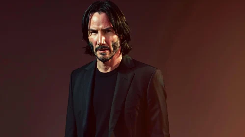 Intriguing Portrait of Keanu Reeves in a Black Suit