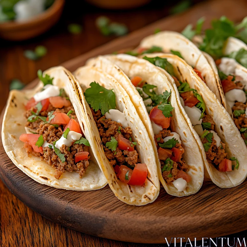 Flavorful Beef Tacos with Cilantro and Tomato AI Image