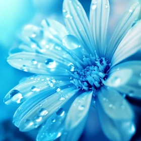 Macro Shot of Dewy Blue Flower