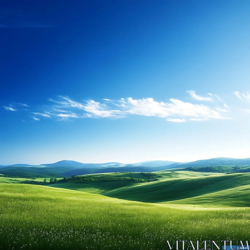 AI ART Rolling Hills Under a Bright Sky