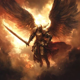 Winged Knight Descending From Heaven Art