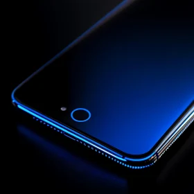 Modern Phone with Neon Blue Glow