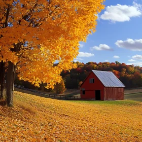 Red Barn in Autumnal Splendor