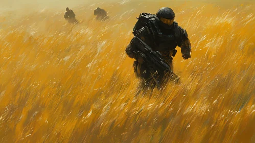 Futuristic Soldier in Field