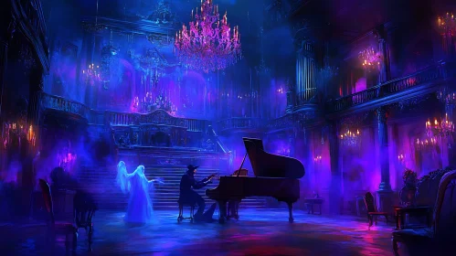 Ghostly Piano Recital in a Spectral Ballroom