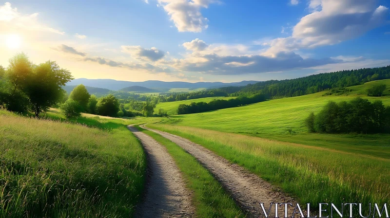 AI ART Green Field Road Landscape